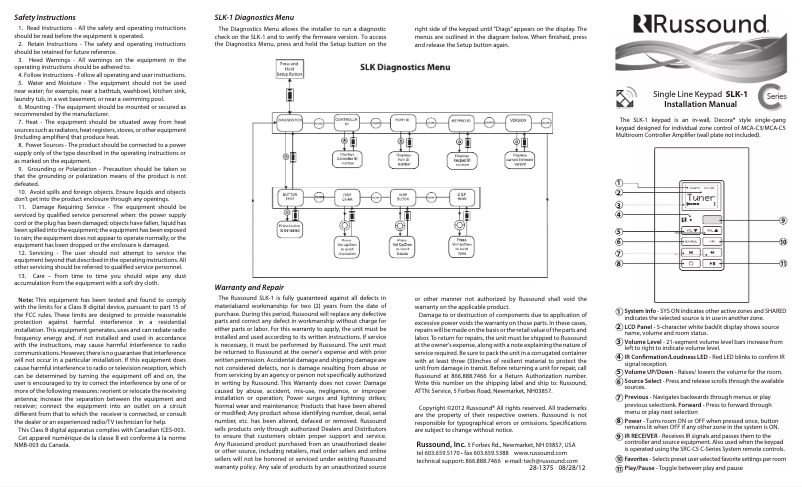 Image de la première page du manuel de l'appareil SLK-1