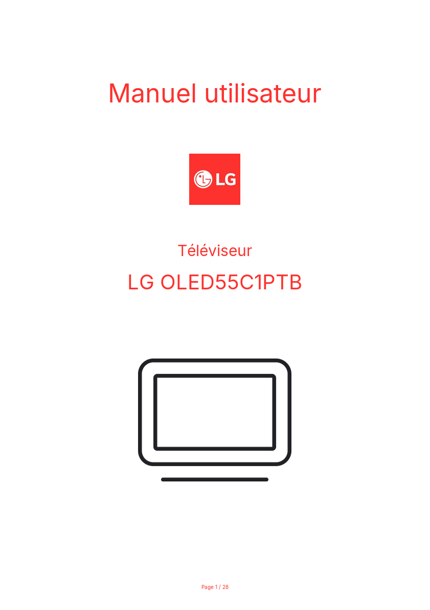 Image de la première page du manuel de l'appareil OLED55C1PTB