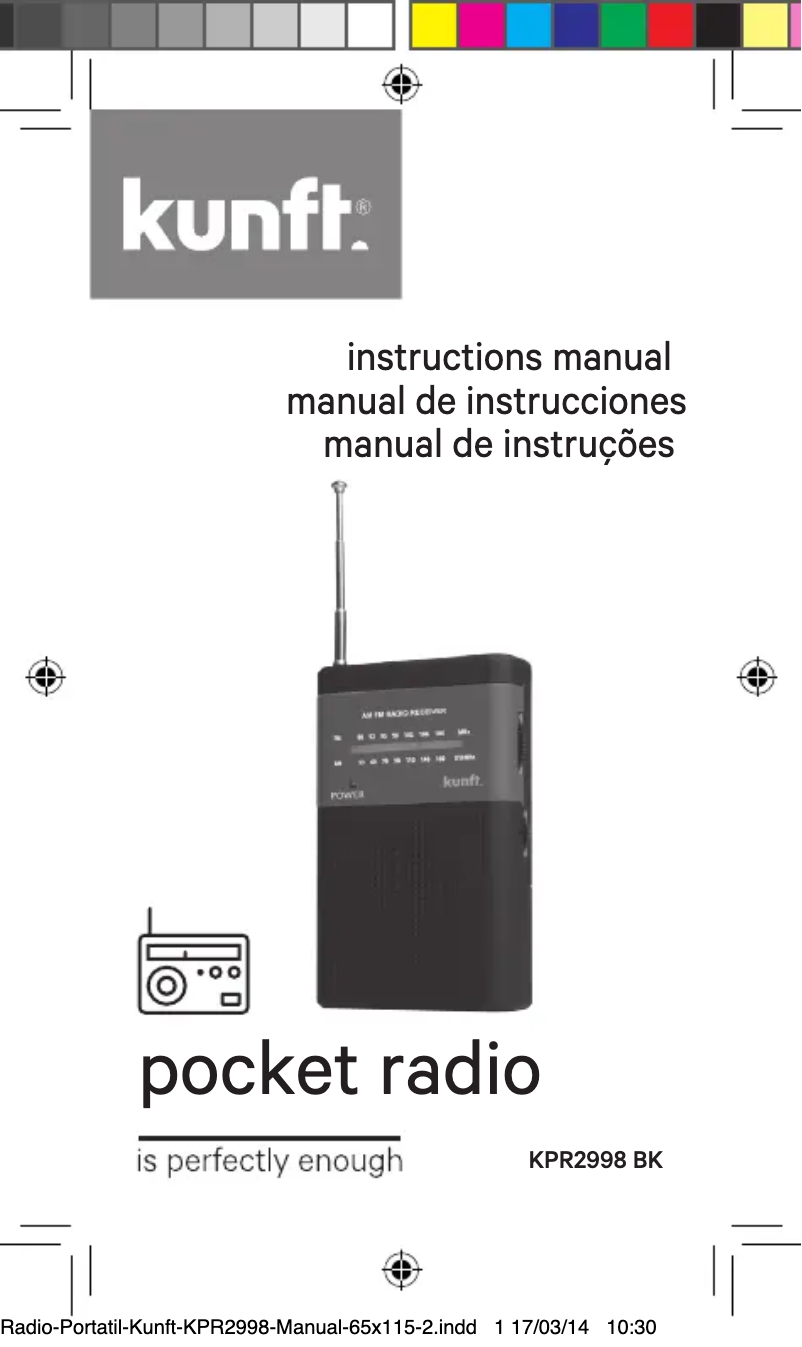 Imagen de la primera página del manual del dispositivo KPR2998