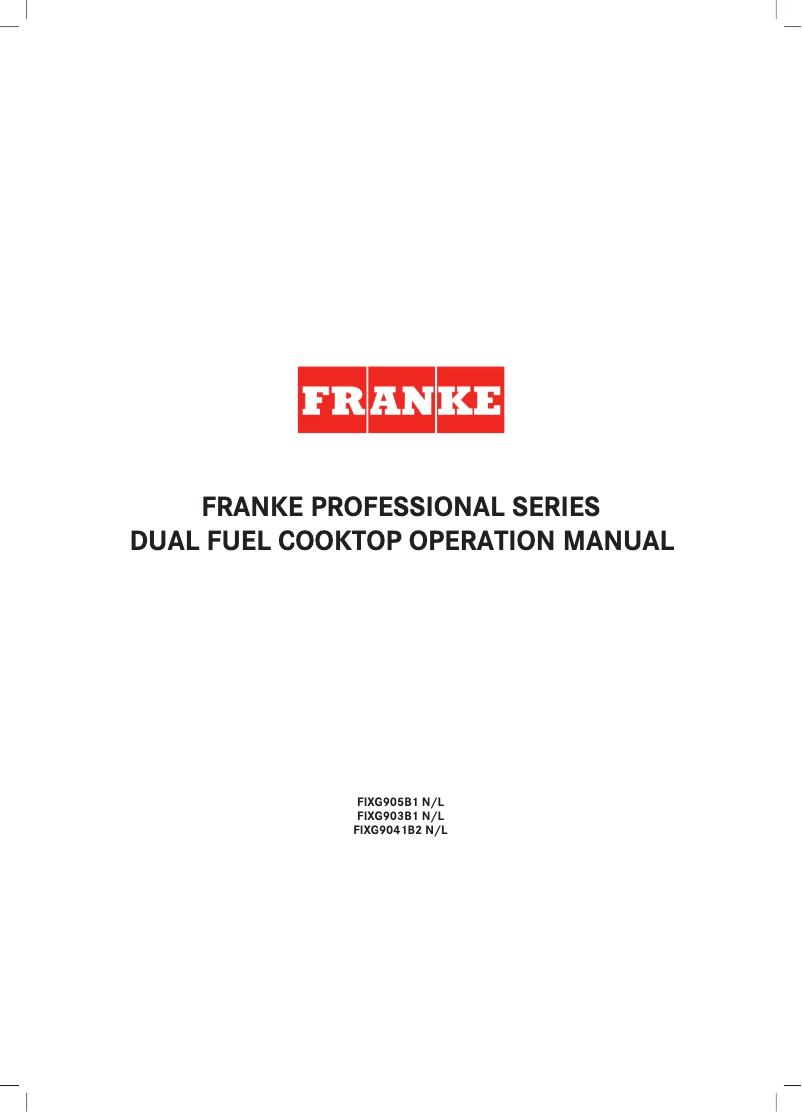 Page n°1 - Manuel utilisateur Franke FIXG903B1