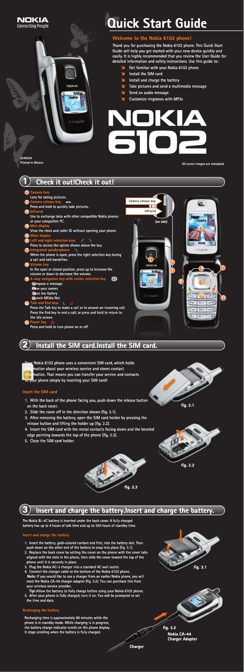 Página 1 del manual Guía de inicio rápido Nokia 6102