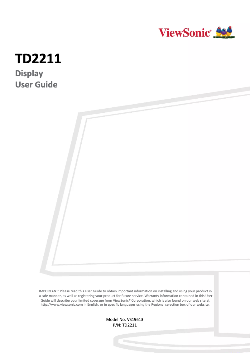 Page 1 de la notice Manuel utilisateur Viewsonic TD2211