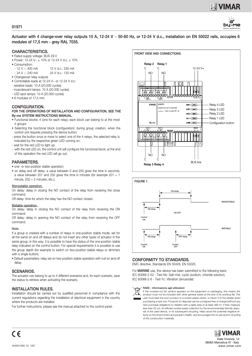 Page n°1 - Manuel utilisateur Vimar 01971