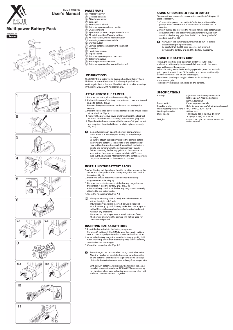 Page n°1 - Manuel utilisateur Xit XTCGT3i