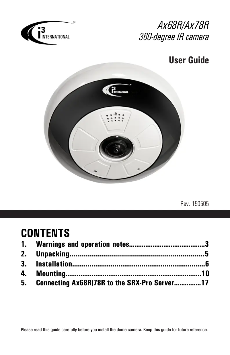 Page 1 de la notice Manuel utilisateur i3International Ax78R
