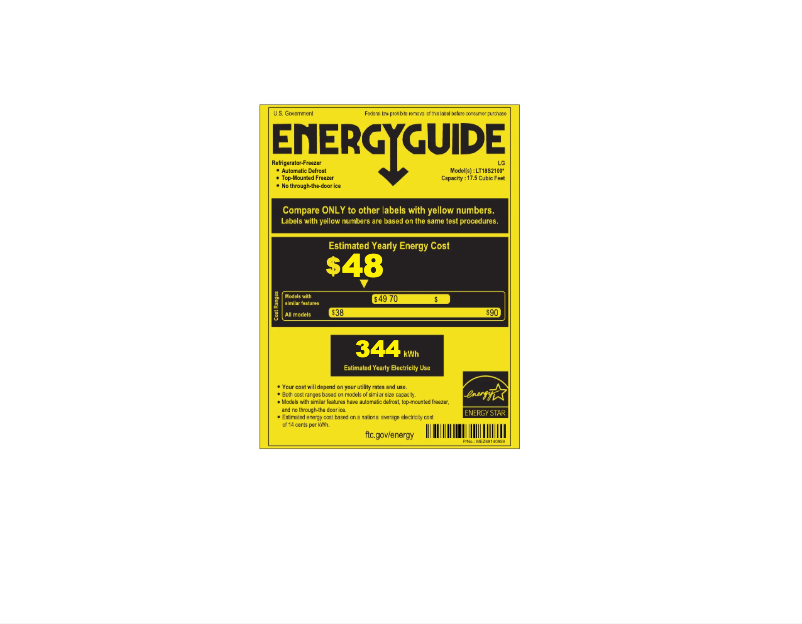 Page n°1 - Label énergétique LG LT18S2100S