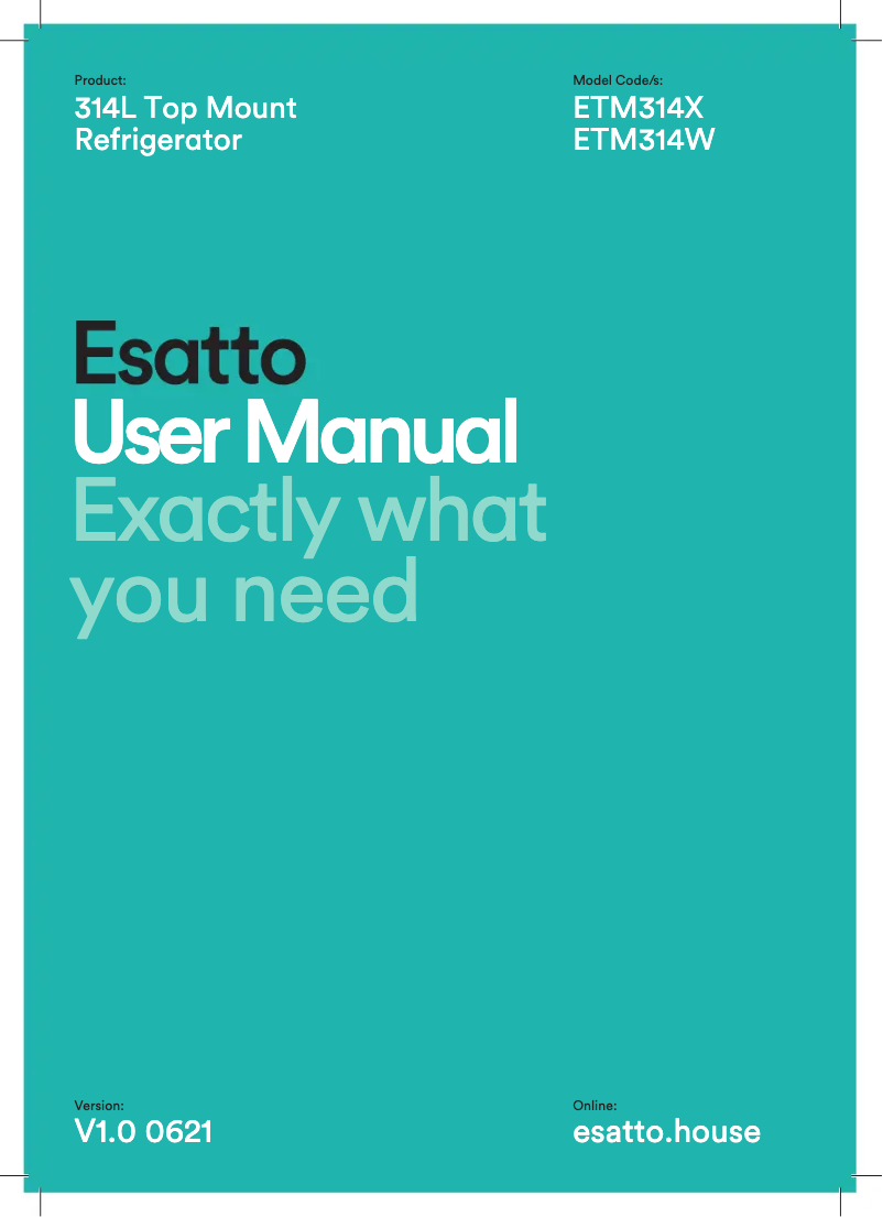 Page n°1 - Manuel utilisateur Esatto ETM314X