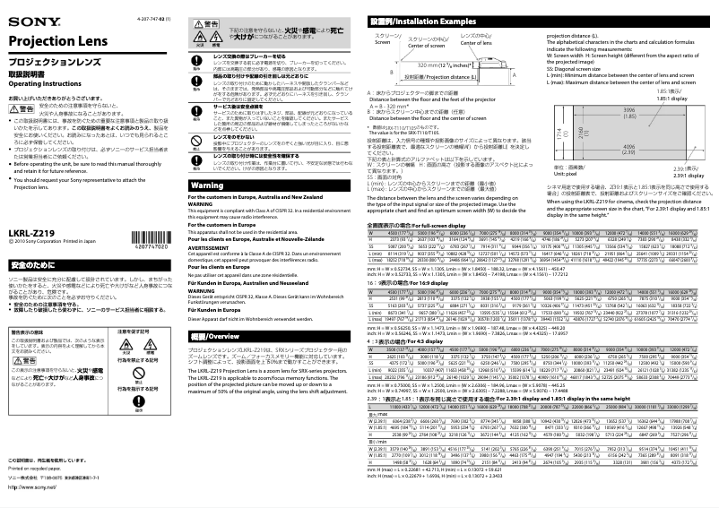 Página 1 del manual Manual de usuario Sony LKRL-Z219