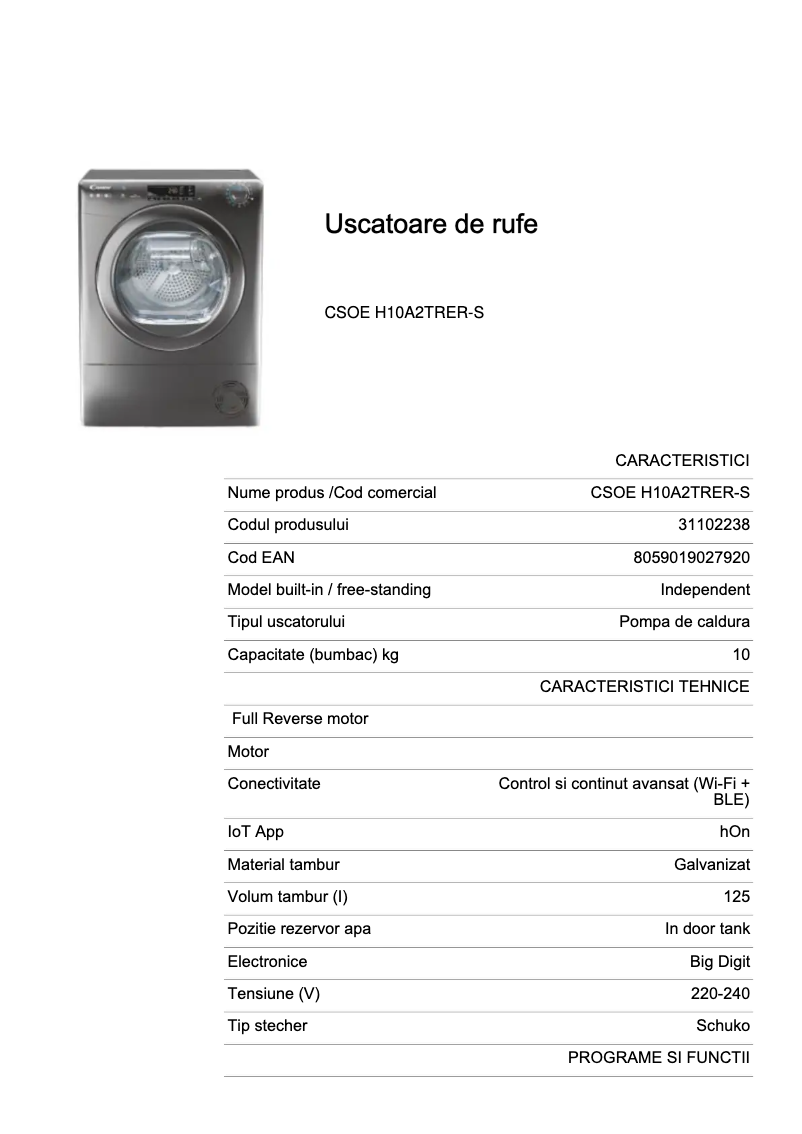Image de la première page du manuel de l'appareil CSOE H10A2TRER-S