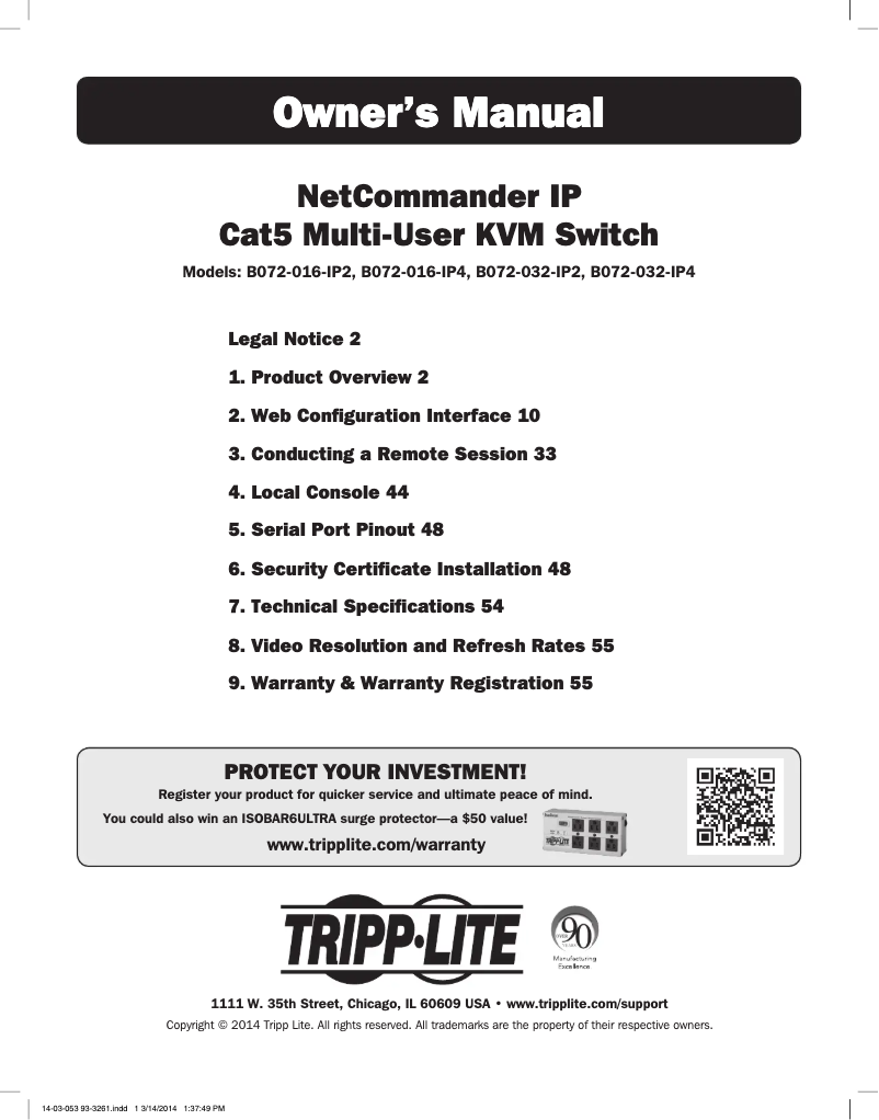 Page 1 de la notice Manuel utilisateur Tripp Lite B072-032-IP2
