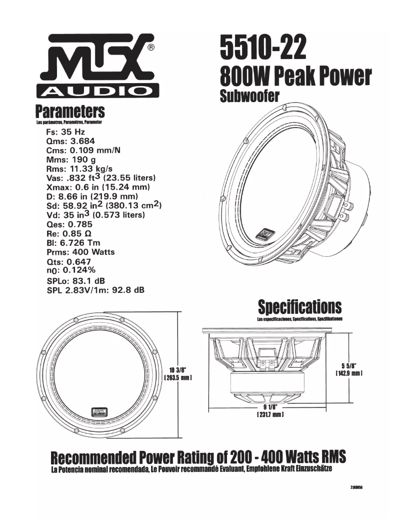 Page n°1 - Manuel utilisateur MTX Audio 5510-22