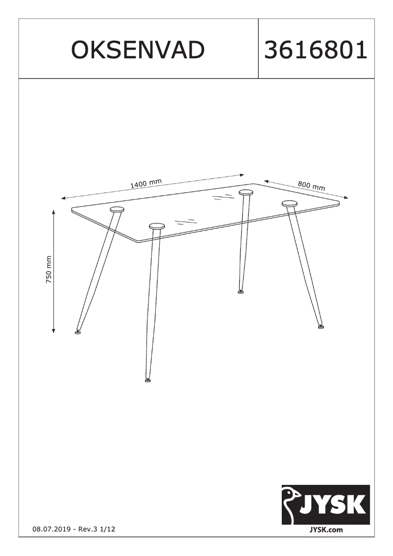 Page 1 de la notice Manuel utilisateur JYSK Oksenvad