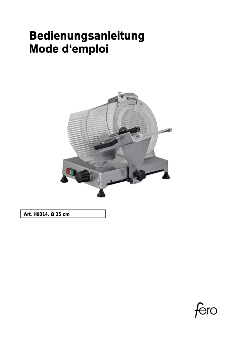 Page n°1 - Manuel utilisateur Fero H9314