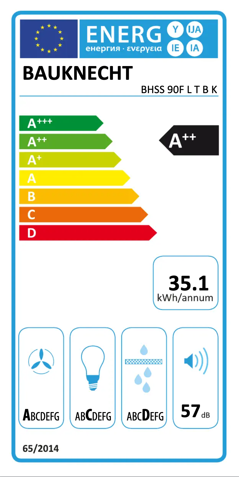 Page n°1 - Label énergétique Bauknecht BHSS 90F L T B K