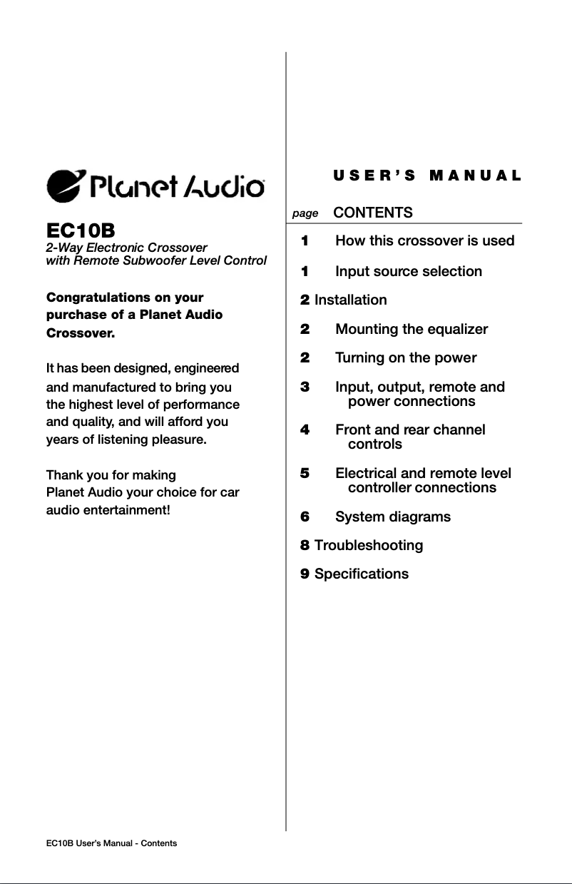 Page n°1 - Manuel utilisateur Planet Audio EC10B