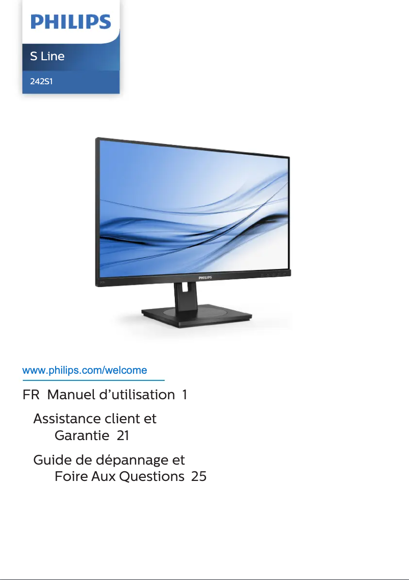 Page 1 de la notice Manuel utilisateur Philips S Line 242S1AE