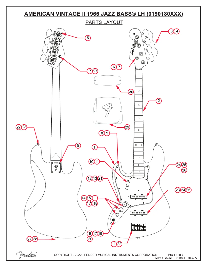 Página 1 del manual Manual de usuario Fender American Vintage II Jazz Bass