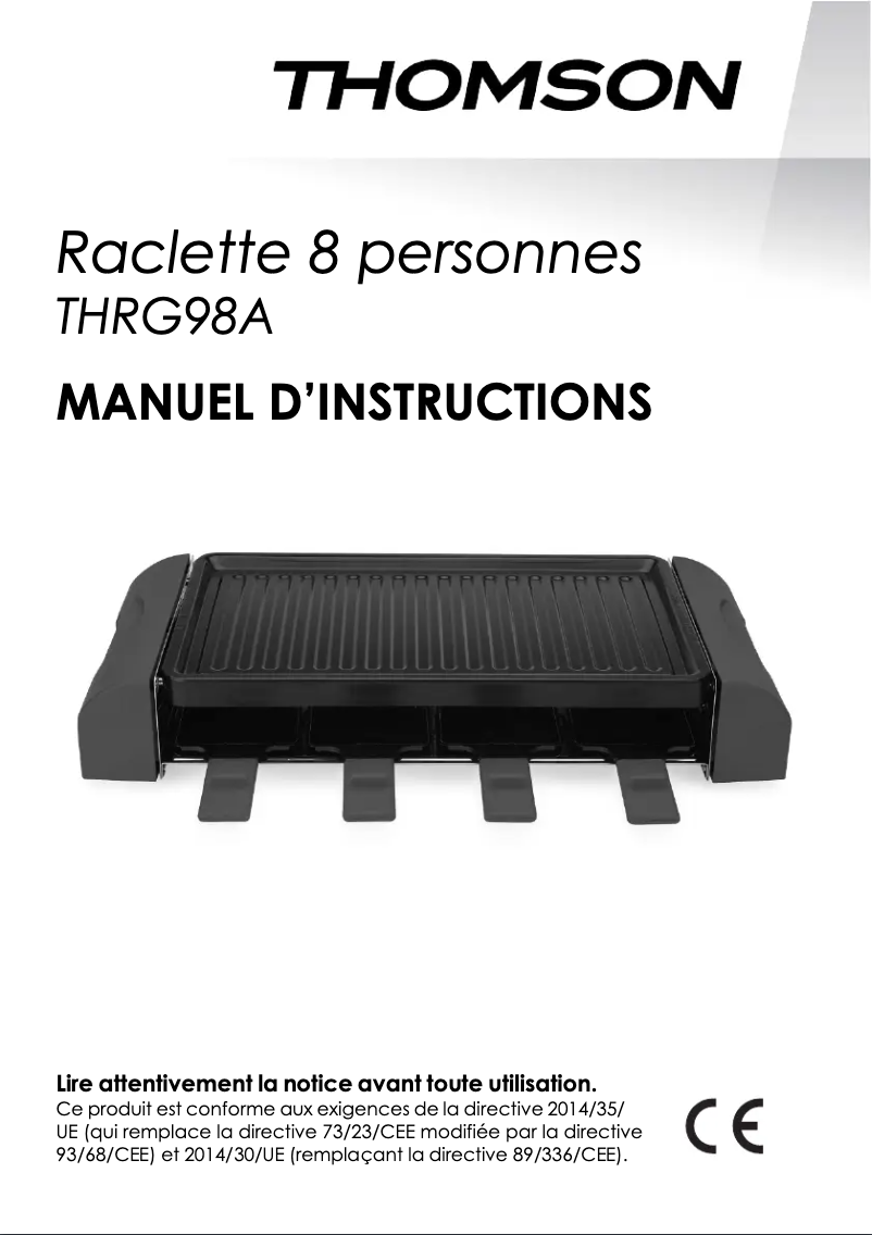 Image de la première page du manuel de l'appareil THRG98A