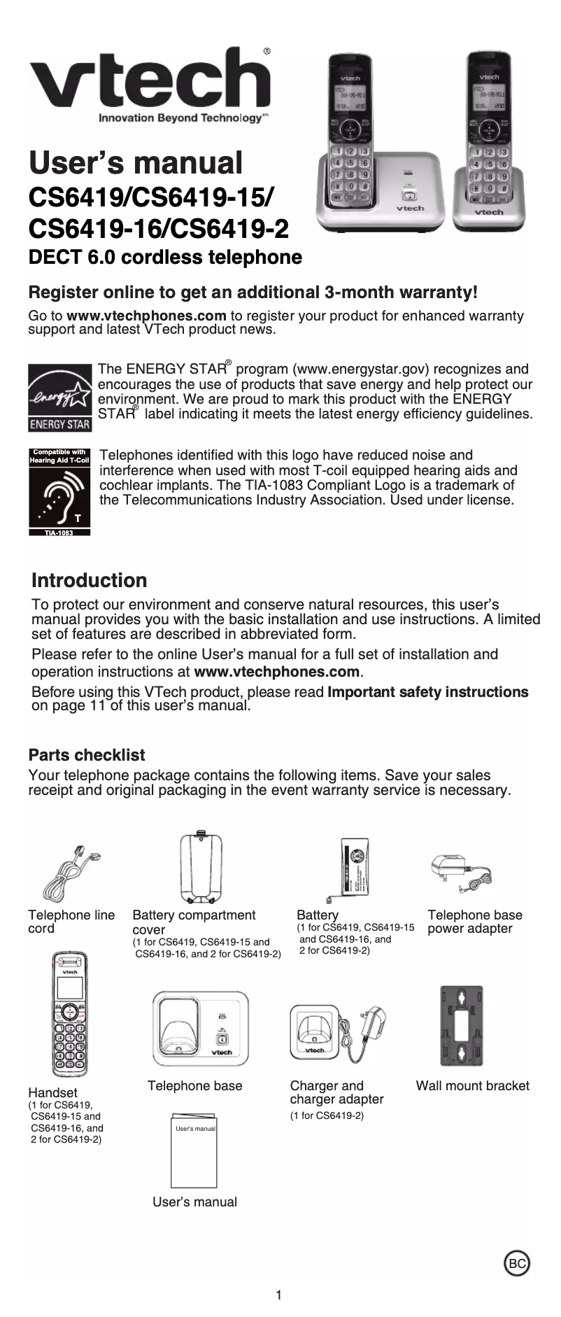 Imagen de la primera página del manual del dispositivo CS6419-16