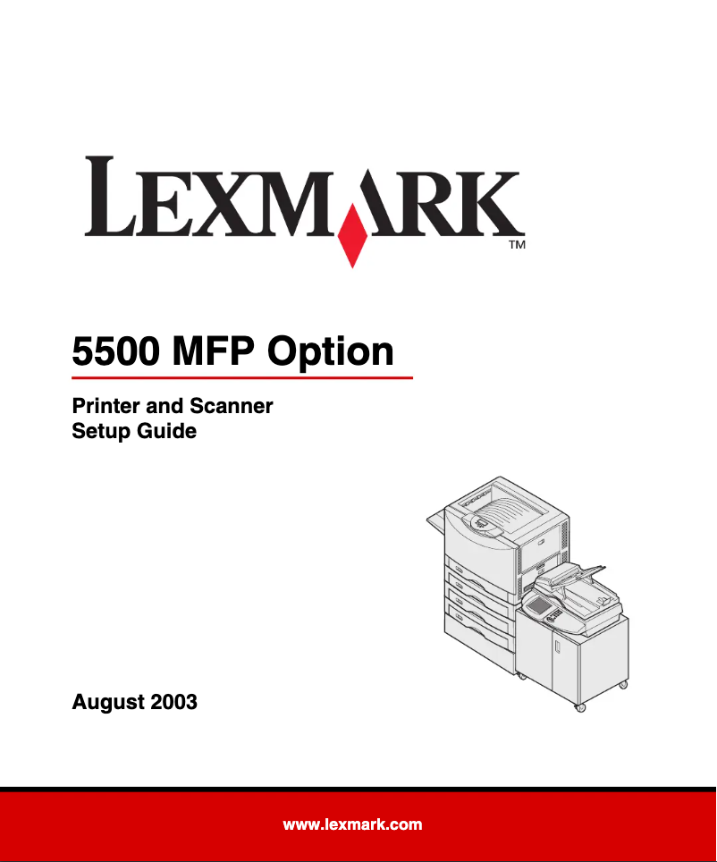 Page 1 de la notice Guide d'installation Lexmark 5500 MFP Option
