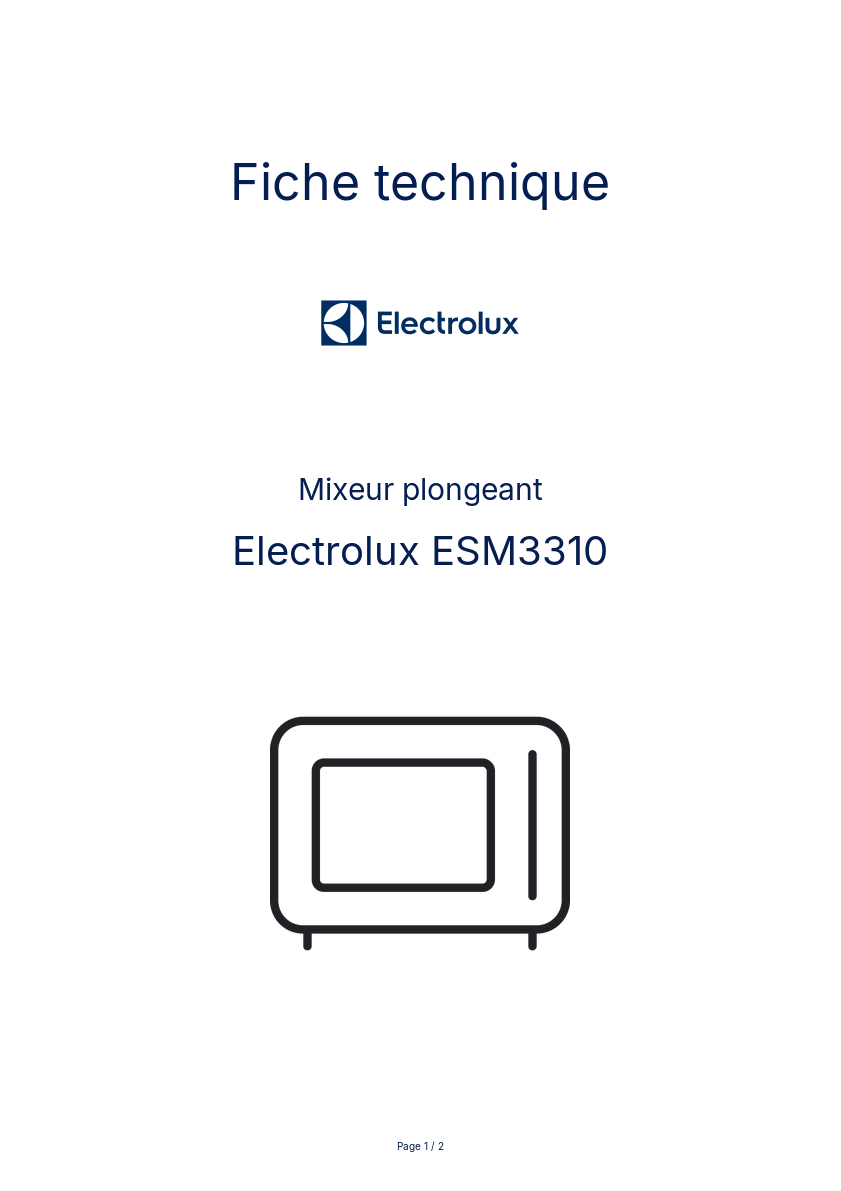 Page n°1 - Fiche technique Electrolux ESM3310