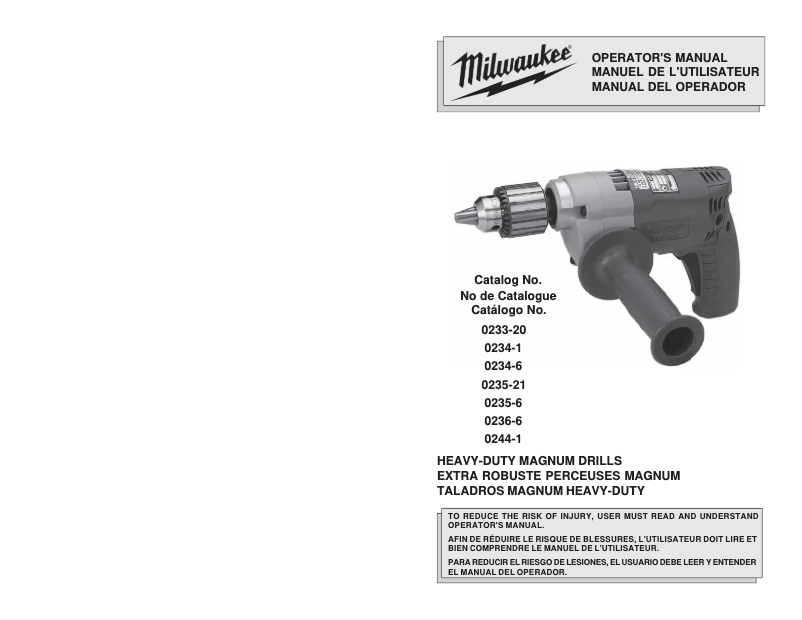Page 1 de la notice Manuel utilisateur Milwaukee 0244-1