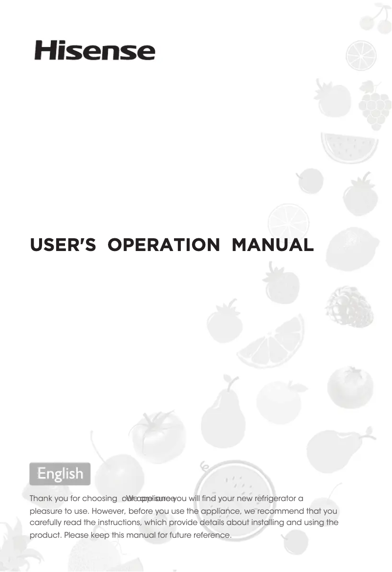 Page 1 de la notice Manuel utilisateur Hisense RB645N4BID