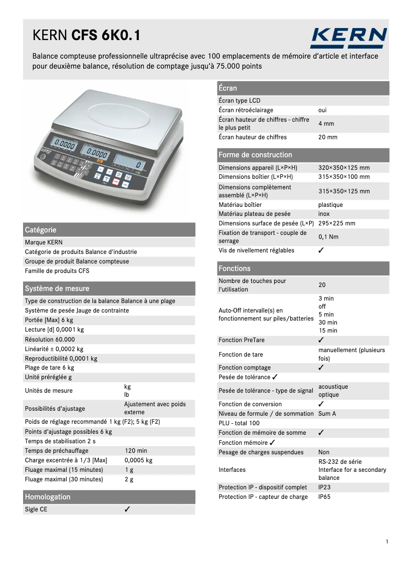 Image de la première page du manuel de l'appareil CFS 6K0.1