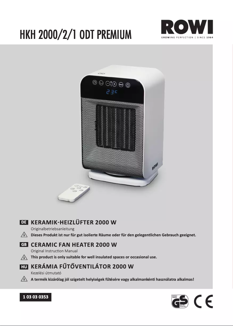 Page n°1 - Manuel utilisateur Rowi HKH 2000/2/1 ODT Premium