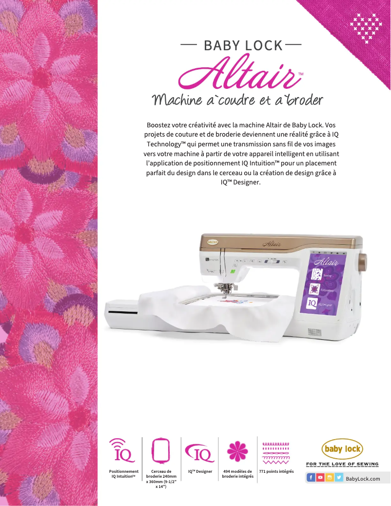 Page n°1 - Fiche technique Baby Lock Altair