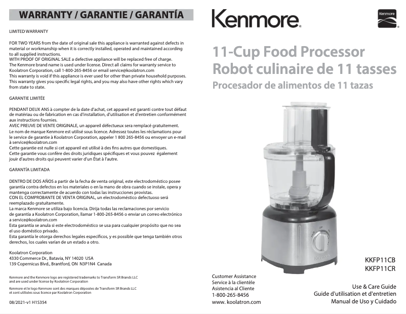 Page 1 de la notice Manuel utilisateur Kenmore KKFP11CRed