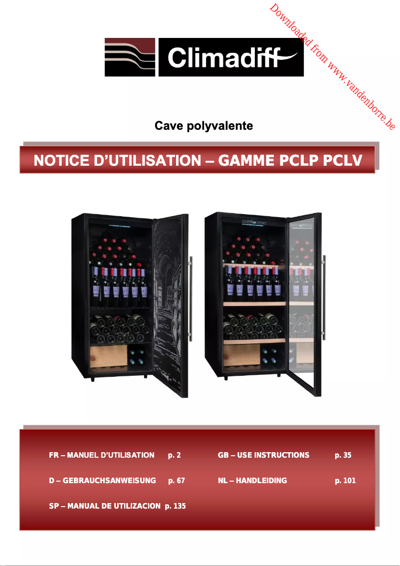 Page 1 de la notice Manuel utilisateur Climadiff PCLP205