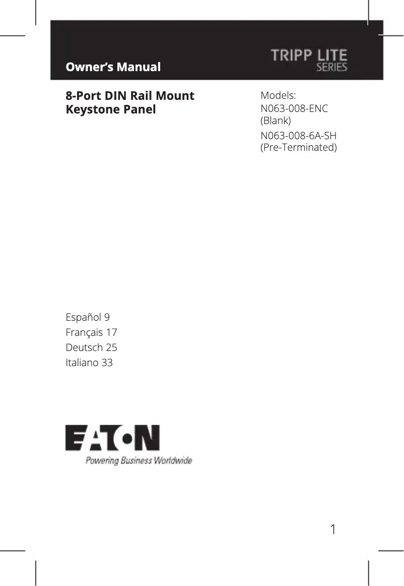 Page 1 de la notice Manuel utilisateur Tripp Lite N063-008-ENC