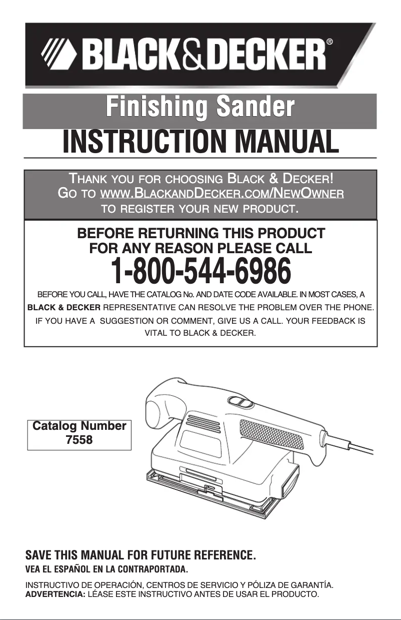 Page n°1 - Manuel utilisateur Black & Decker 7558