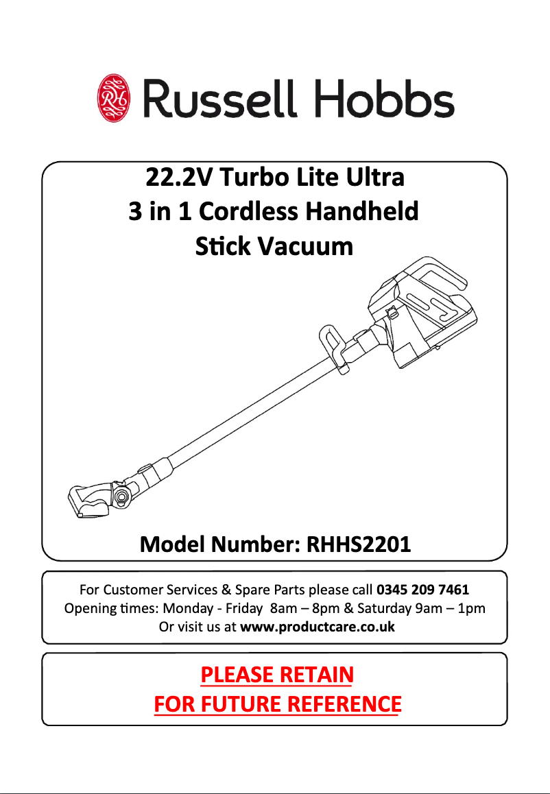 Image de la première page du manuel de l'appareil Turbo Lite Ultra RHHS2201