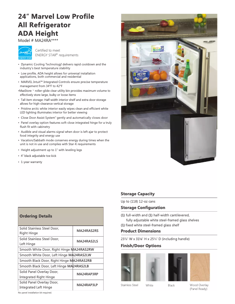 Page 1 de la notice Fiche technique Marvel MA24RAP3RP