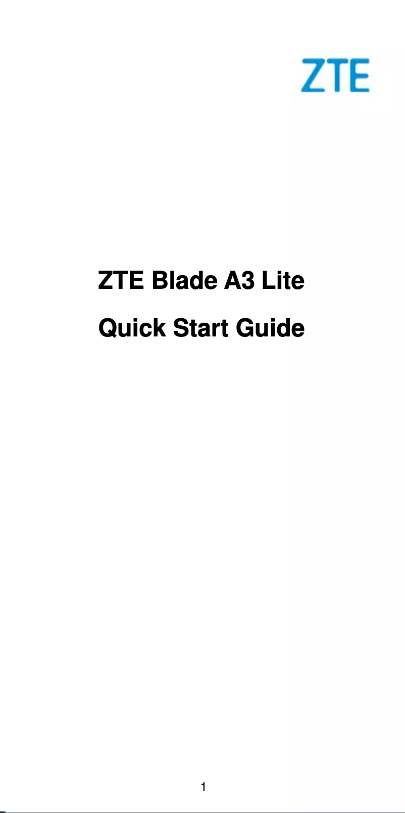 Page 1 de la notice Manuel utilisateur ZTE Blade A3 Lite