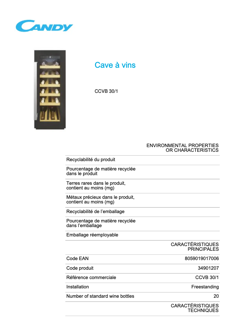 Image de la première page du manuel de l'appareil CCVB 30/1