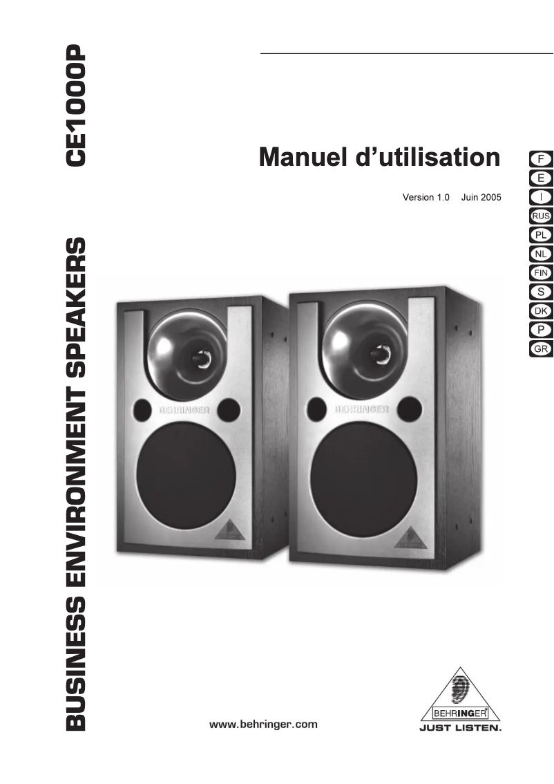 Page n°1 - Manuel utilisateur Behringer CE1000P