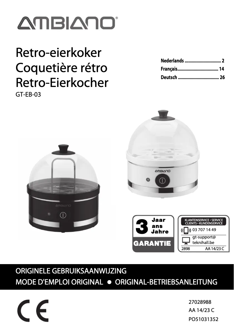 Page n°1 - Manuel utilisateur Ambiano GT-EB-03
