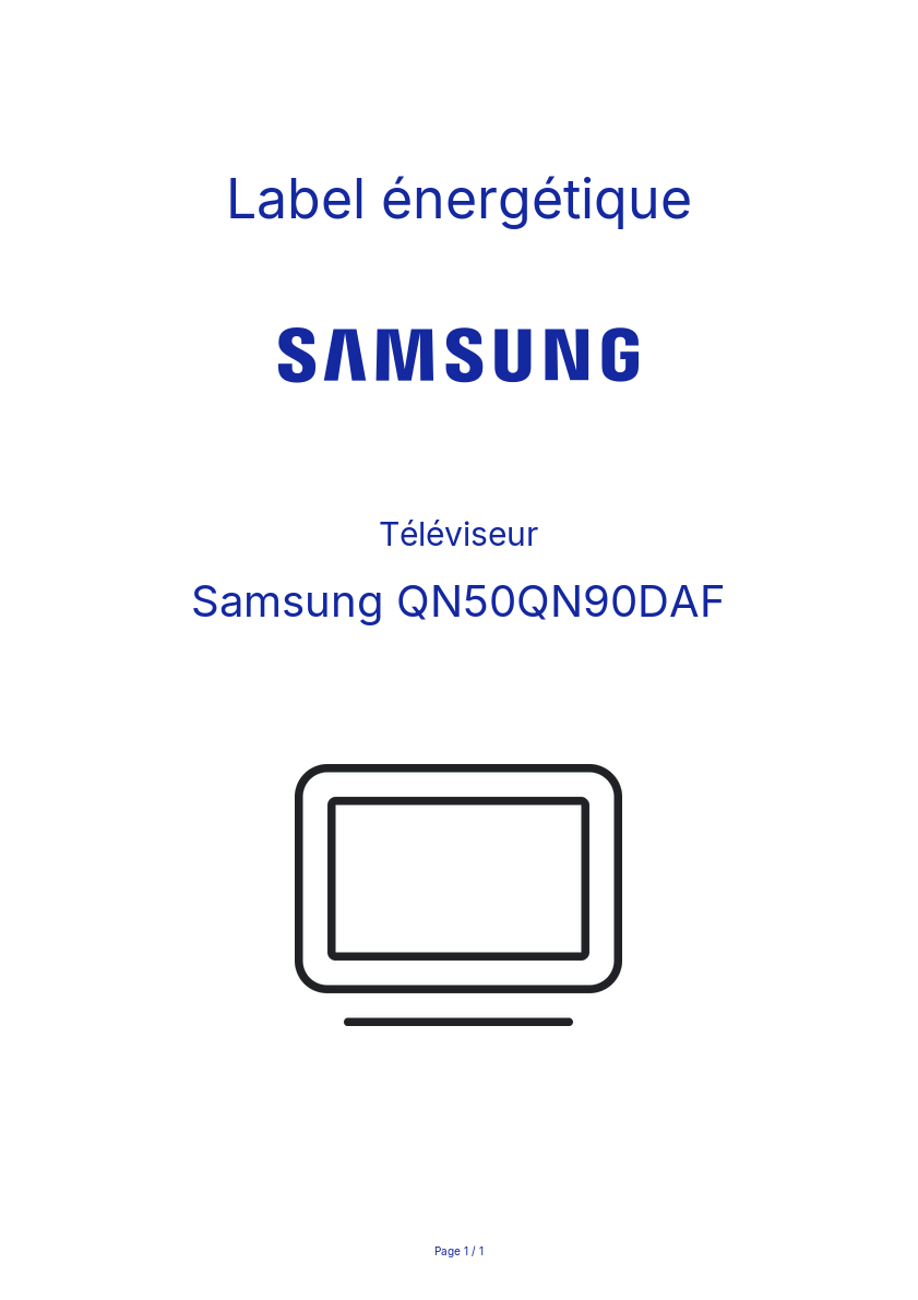 Page n°1 - Label énergétique Samsung QN50QN90DAF