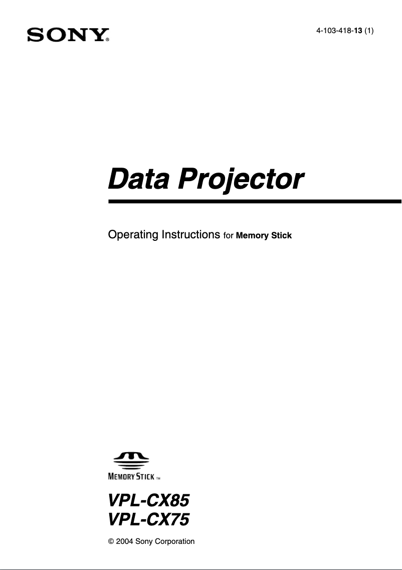 Page 1 de la notice Manuel utilisateur Sony VPL-CX75