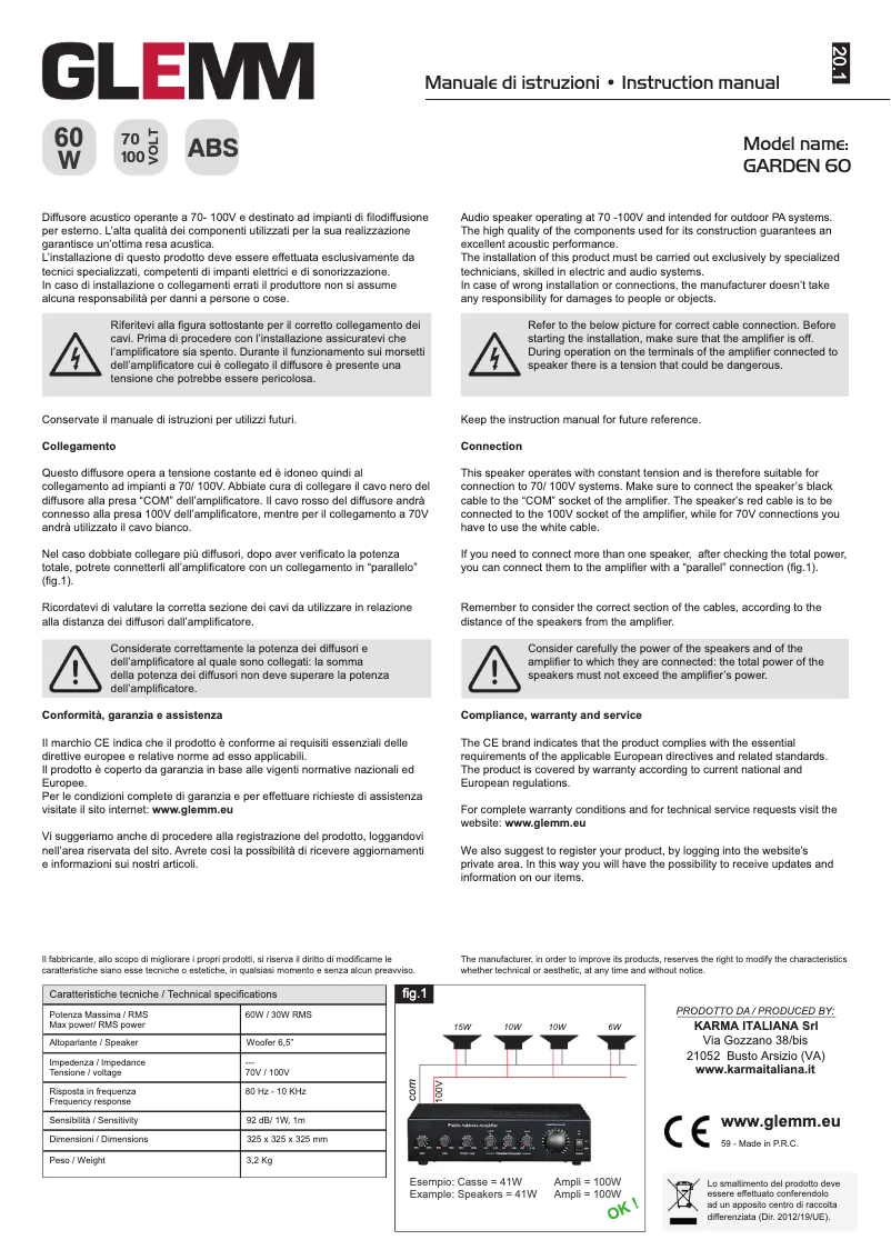 Image de la première page du manuel de l'appareil GARDEN 60