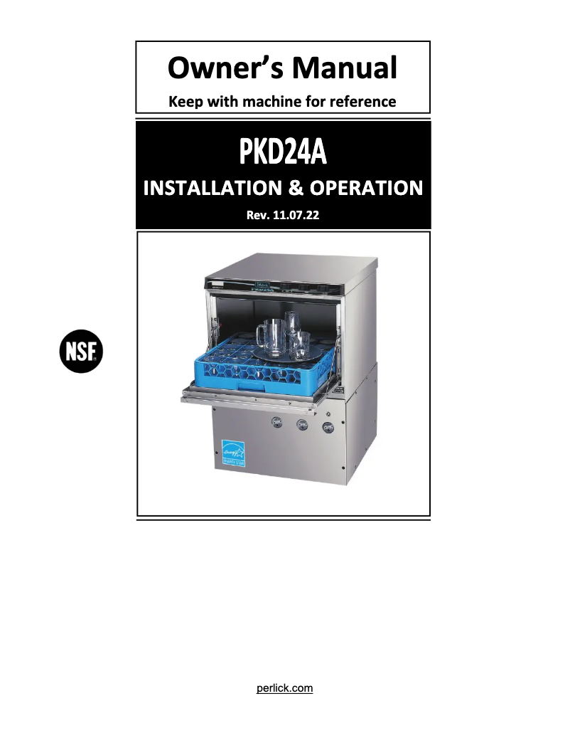 Page 1 de la notice Manuel utilisateur Perlick PKD24A