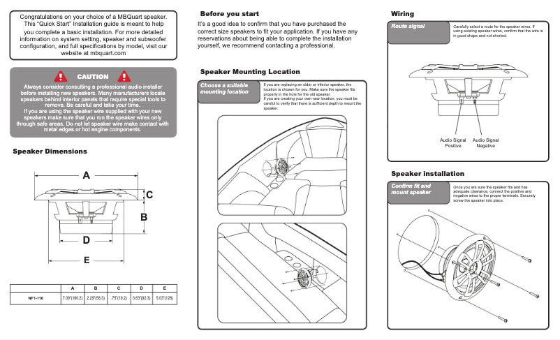 Page n°1 - Guide de démarrage rapide MB Quart MDR2.0