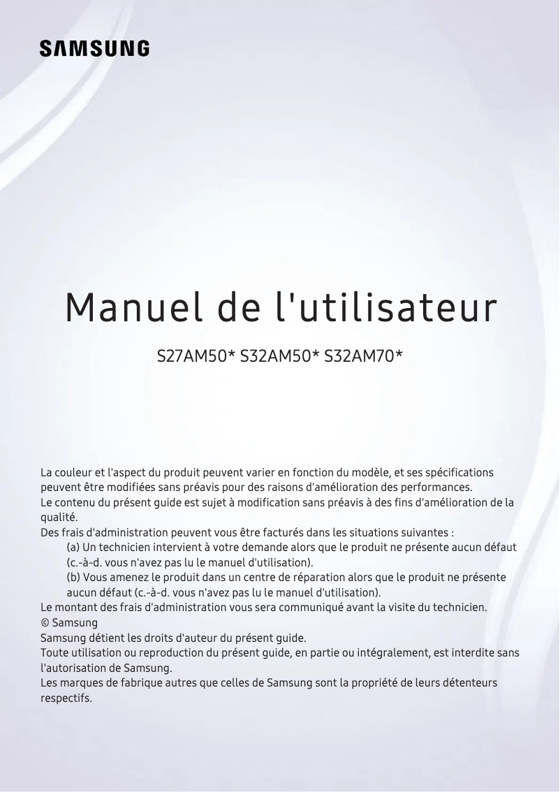 Image de la première page du manuel de l'appareil S27AM500NR