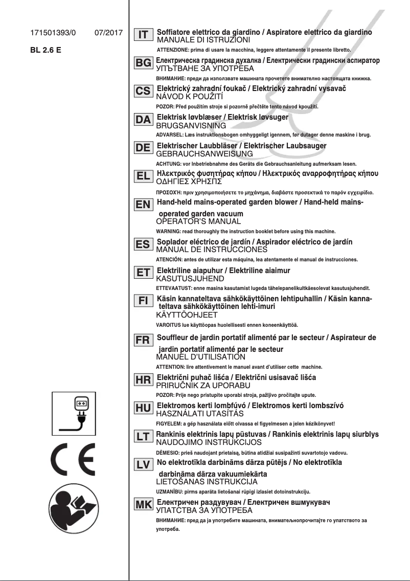 Page 1 de la notice Manuel utilisateur Stiga BL 130c V