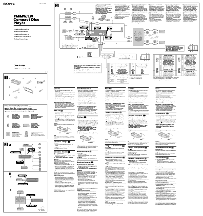 Page n°1 - Guide d'installation Sony CDX-R6750