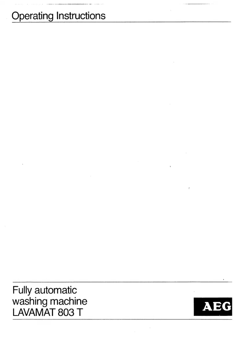 Image de la première page du manuel de l'appareil Lavamat 803T