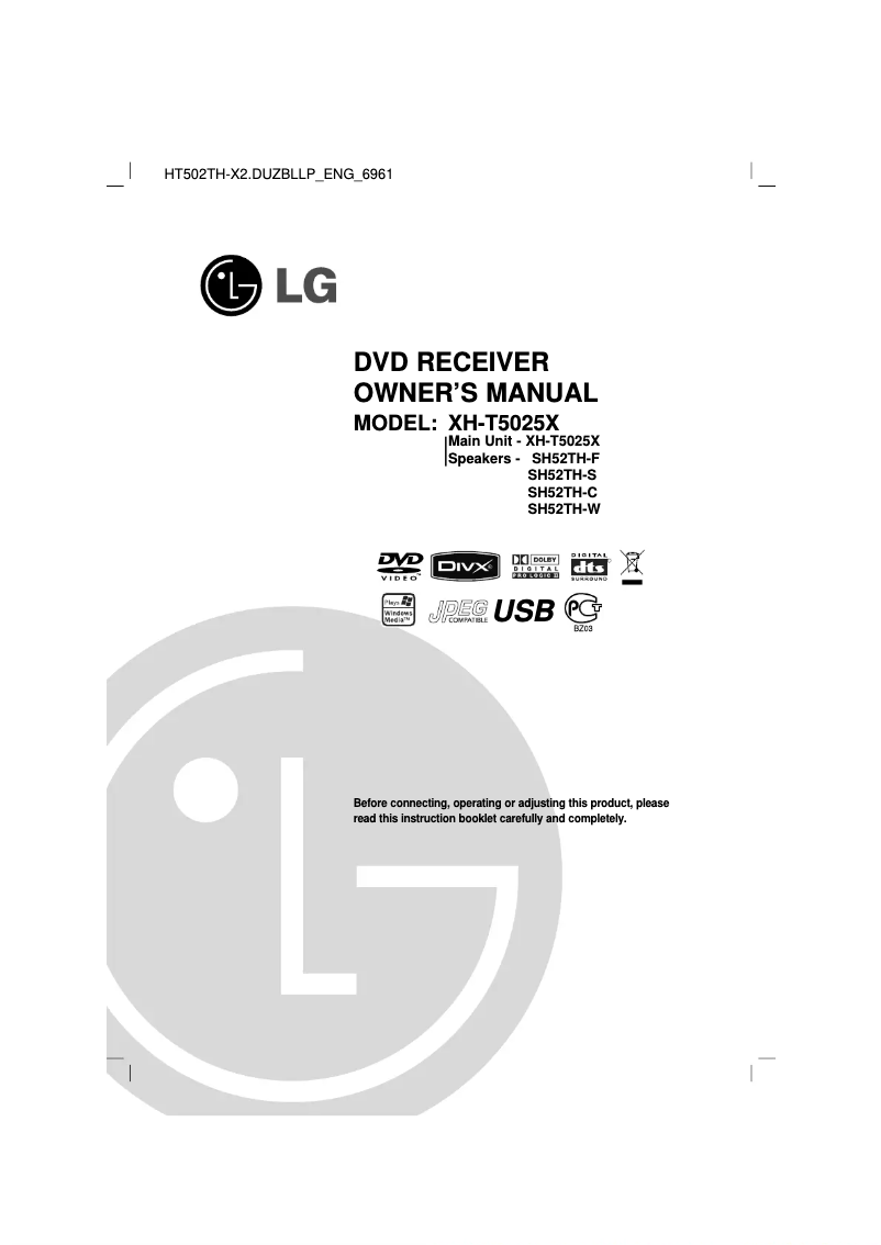 Page 1 de la notice Manuel utilisateur LG XH-T5025X